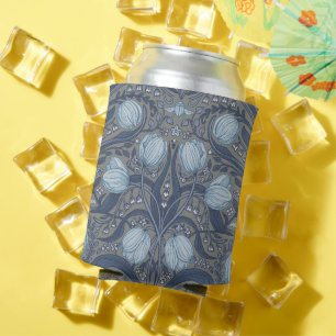 Retro Nouveau Tulpen in Blau und Zinn Dosenkühler