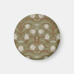 Retro Nouveau Tulpen in Salbei und Braun Magnet