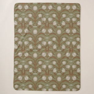 Retro Nouveau Tulpen in Salbei und Braun Sherpadecke
