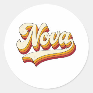 Retro Nova Name 70er Vintage-Design Runder Aufkleber