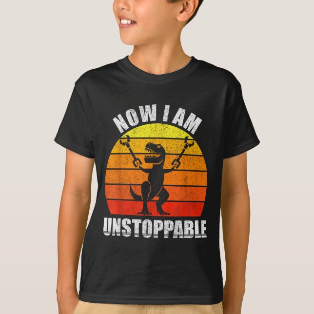 Retro Now I Am Unstoppable Shirt Funny T-rex Vinta (Vorderseite)