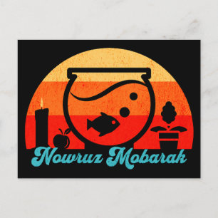 Retro Nowruz Mobarak Goldfish Postkarte