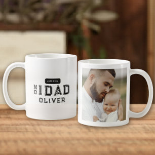 Retro Nummer 1 Papa Vintage-Typografie Foto Kaffeetasse