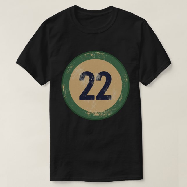 Retro Nummer 22 mit Abnutzungseffekt T-Shirt (Design vorne)