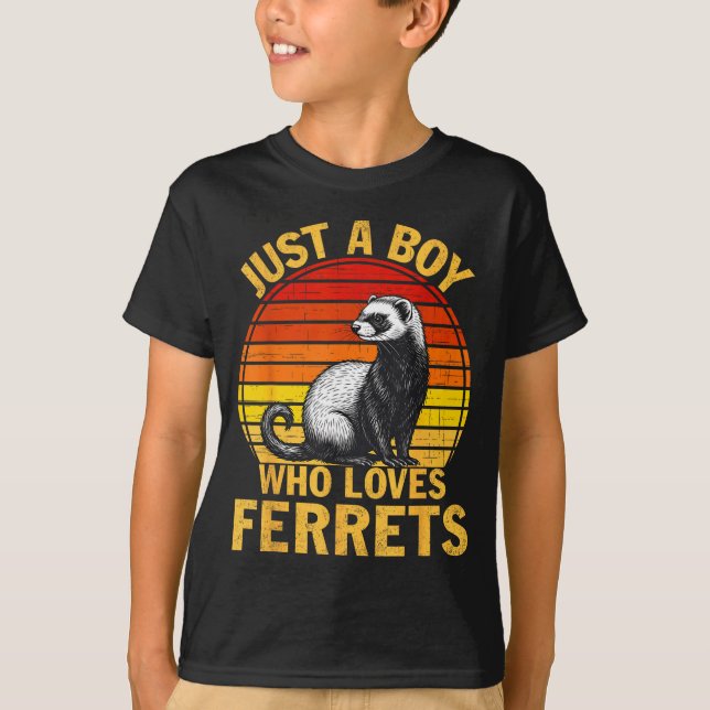 Retro Nur Ein Junge Der Frettchen Liebt Frettchenl T-Shirt (Vorderseite)