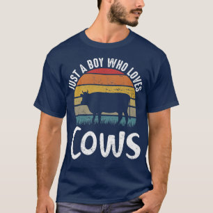 Retro nur ein Junge, der Kühe Liebe Funny Bauer Fa T-Shirt