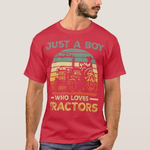 Retro nur ein Junge, der Lieben Traktoren Bauer Fu T-Shirt