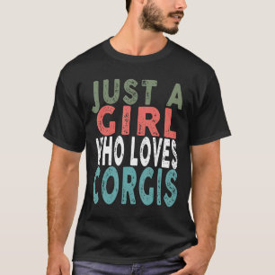 Retro nur ein Mädchen das Corgis liebt 80er 90er V T-Shirt