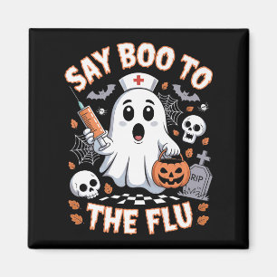 Retro Nurse Ghost Halloween Impfstoff sagen Boo zu Magnet