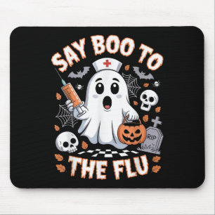 Retro Nurse Ghost Halloween Impfstoff sagen Boo zu Mousepad