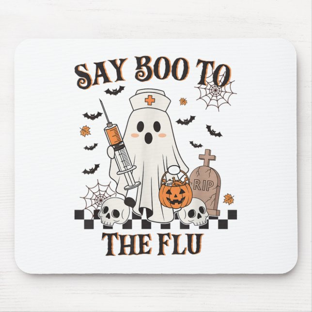 Retro Nurse Ghost Halloween Impfstoff sagen Boo zu Mousepad (Vorne)