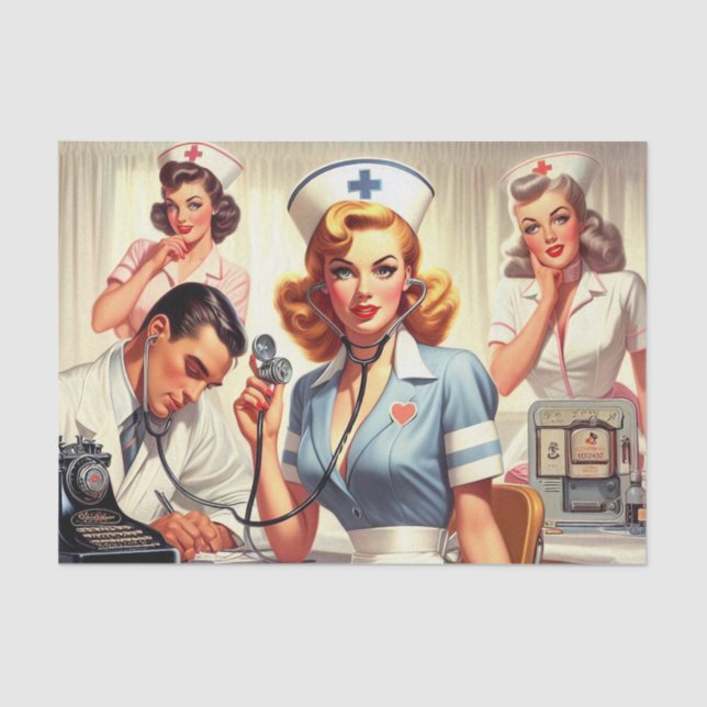 Retro Nurse Illustration Seidenpapier (Vorderseite)