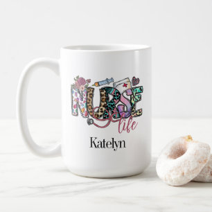 Retro Nurse Life Typografie Personalisierte Mug Kaffeetasse