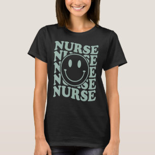 Retro Nurse Nurse Happy Face Preppy Ästhetik Tre T-Shirt