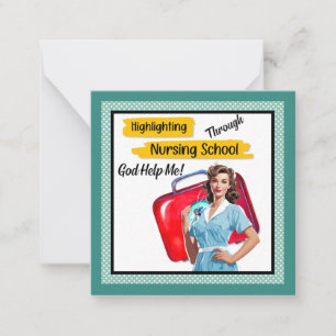 Retro Nurse Pinup_ Krankenpflege Mitteilungskarte