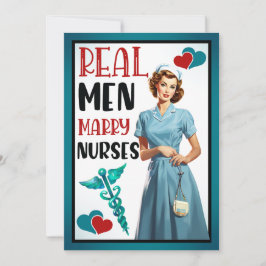 Retro Nurse Pinup_ Real Men heiraten Krankenschwes Dankeskarte