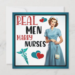 Retro Nurse Pinup_ Real Men heiraten Krankenschwes Feiertagskarte