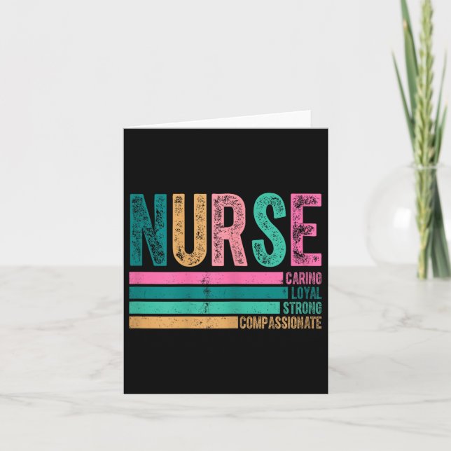 Retro Nurse Tracks Design Kümmernd Loyal Strong Karte (Vorderseite)