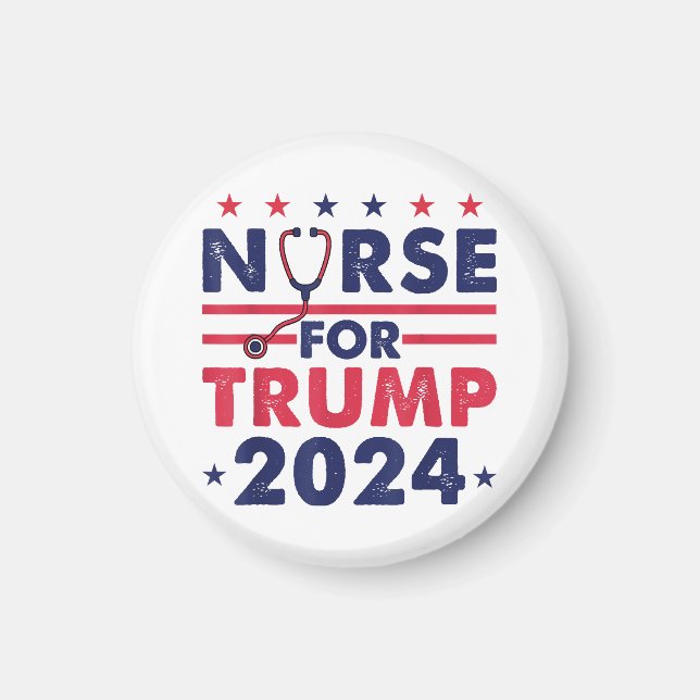 Retro Nurses for Trump 2024 America Stars Flag Str Magnet (Vorne)