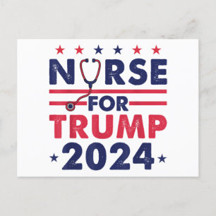 Retro Nurses for Trump 2024 America Stars Flag Str Postkarte