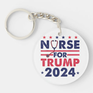 Retro Nurses for Trump 2024 America Stars Flag Str Schlüsselanhänger
