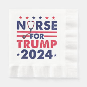 Retro Nurses for Trump 2024 America Stars Flag Str Serviette