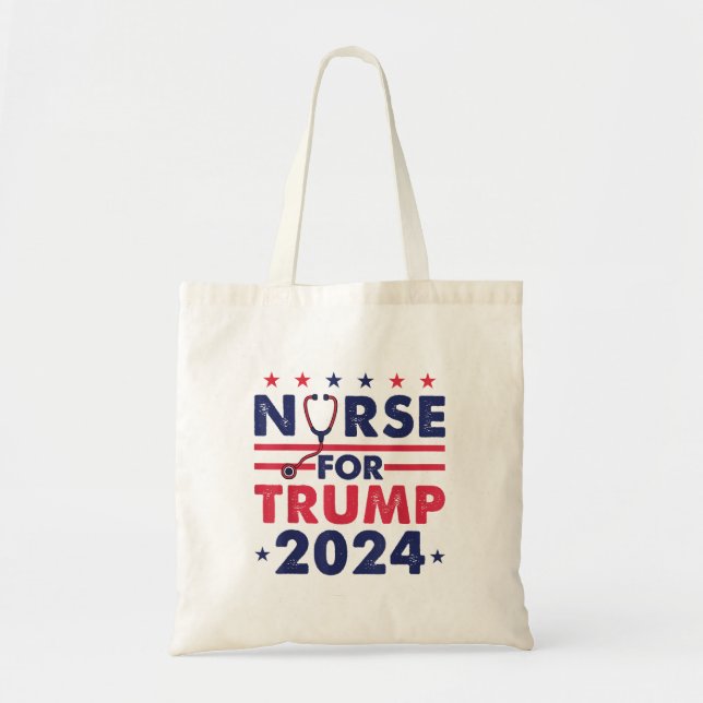 Retro Nurses for Trump 2024 America Stars Flag Str Tragetasche (Vorne)