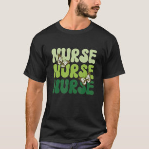 Retro Nursing Butterfly Grüntöne Vintag Nursing Rn T-Shirt