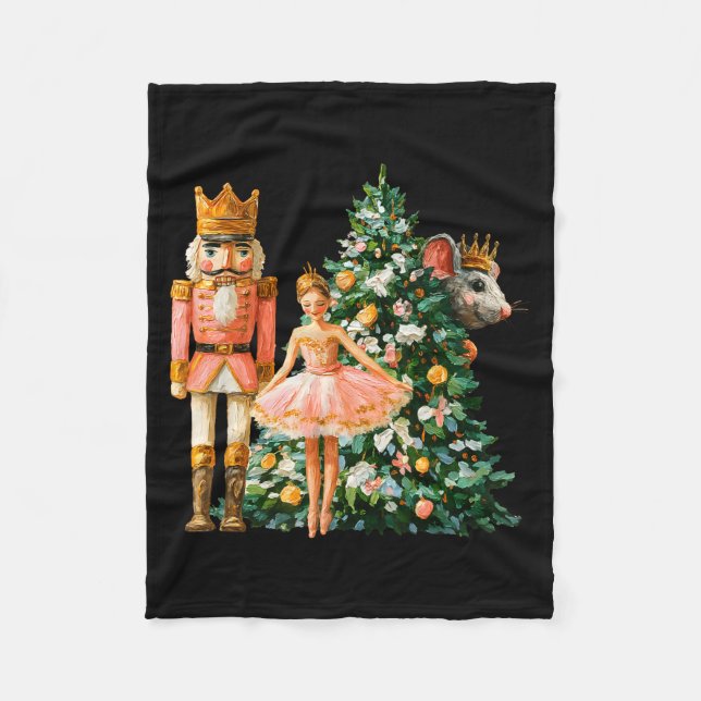 Retro Nutcracker Ballet Nk Christmas Xmas Vibes Wo Fleecedecke (Vorderseite)