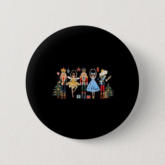 Retro Nutcracker Ballet Weihnachtsbaum S für Fraue Button (Vorderseite)