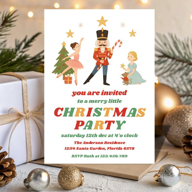 Retro Nutcracker Editable Christmas Party Einladung (Von Creator hochgeladen)