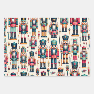 Retro Nutcracker Weihnachtswrapping Paper Geschenkpapier Set
