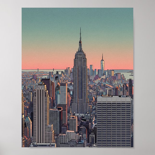 Retro NYC Skyline Poster (Vorne)