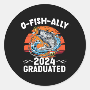 Retro O-fish-ally 2024 Abitur Senior Abschluss Runder Aufkleber