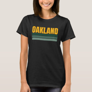 Retro Oakland Gelbe und Grüne Streifen Cool Oaklan T-Shirt