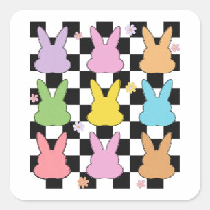 Retro Oaster Bunnies Quadratischer Aufkleber