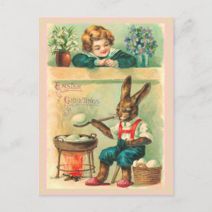 Retro Oaster Bunny Postcard Feiertagspostkarte