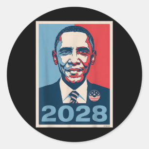 Retro Obama 2028 Lustig Politisch Patriotisch Wähl Runder Aufkleber