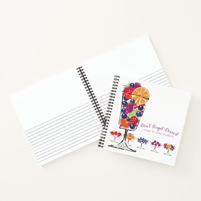 Retro Obstsalat personalisiertes Kochbuch Notizbuch (Innenseite)