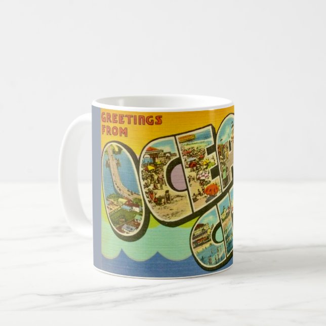 Retro Ocean City NJ Kaffeetasse (Vorderseite Links)