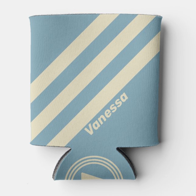 Retro Ocean Drei Streifen mit Namen Dosenkühler (Vorderseite)