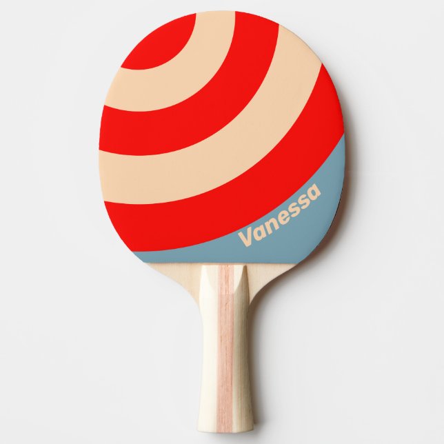 Retro Ocean Horizon Circle Stripe with Name Tischtennis Schläger (Vorderseite)