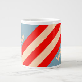 Retro Ocean Horizon Stripes with Name Jumbo-Tasse