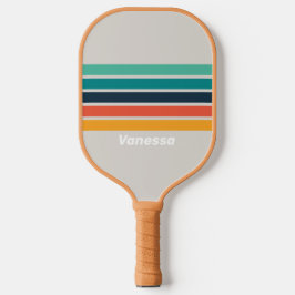 Retro Ocean Rainbow Across Striping with Name Pickleball Schläger