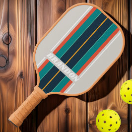 Retro Ocean Rainbow Board Streifen mit Namen Pickleball Schläger