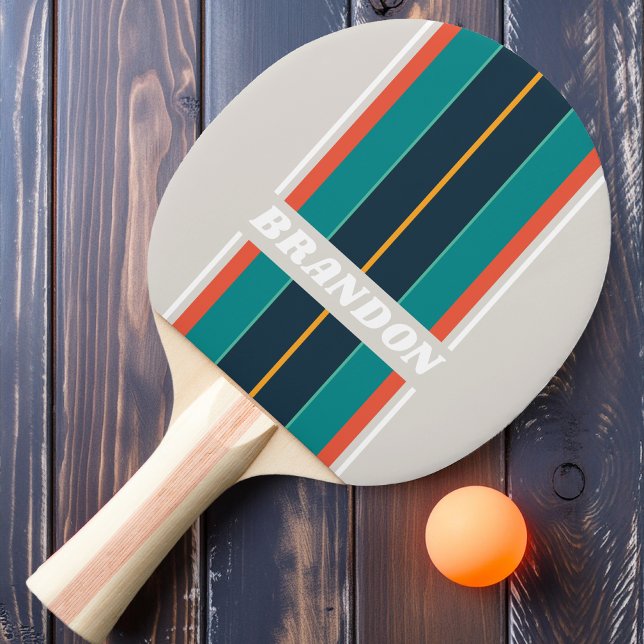 Retro Ocean Rainbow Board Streifen mit Namen Tischtennis Schläger (Von Creator hochgeladen)