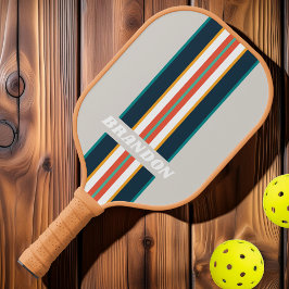 Retro Ocean Rainbow Kundgebung Streifen mit Namen Pickleball Schläger