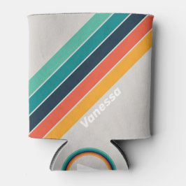 Retro Ocean Rainbow Streifen mit Namen Dosenkühler