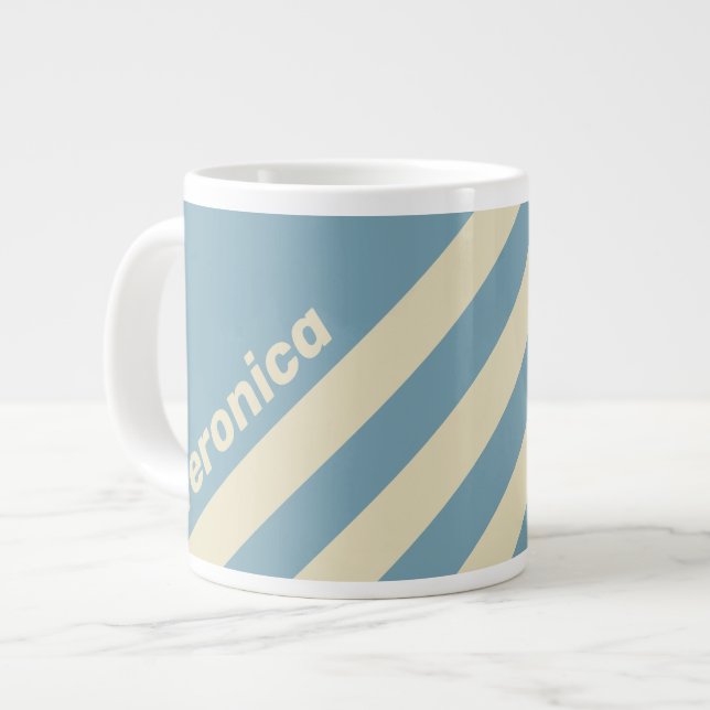 Retro Ocean Three Stripes with Name Jumbo-Tasse (Vorderseite Links)