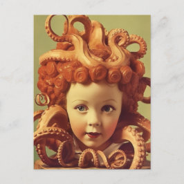 Retro Octopus Puppenkopfeinheit Postkarte